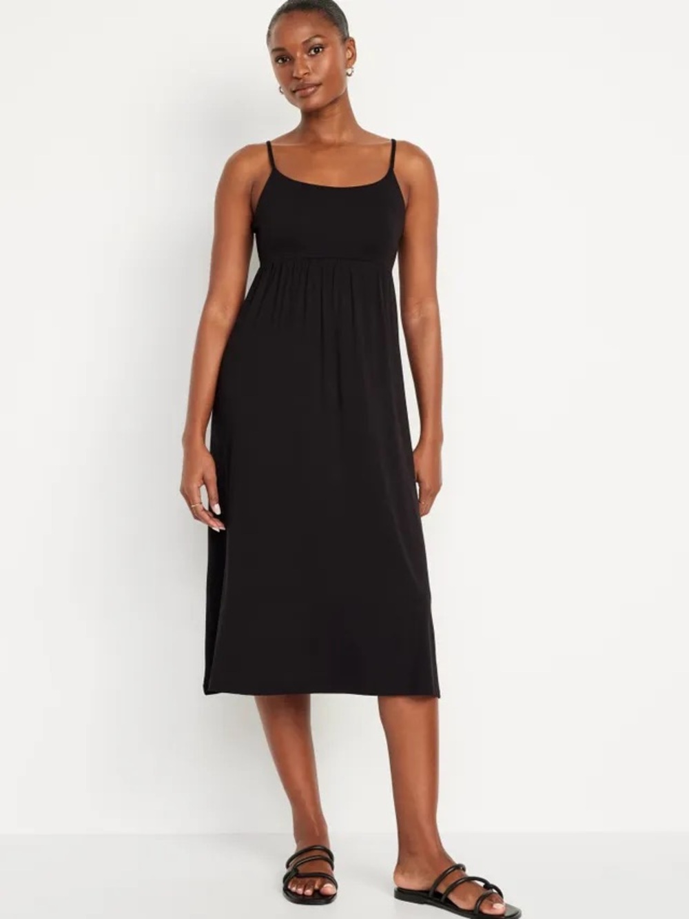 Old Navy Black Jersey Fit & Flare Cami Midi Dress Size Large